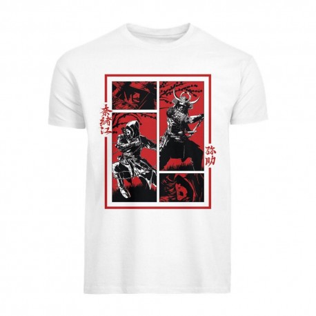 Camiseta blanca de Assassin's Creed con diseño en paneles