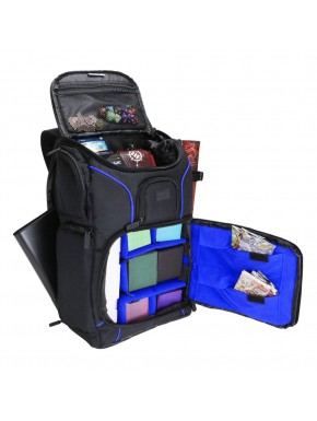 Mochila USA Gear MTG Deck Bag negra con azul con compartimentos para juegos