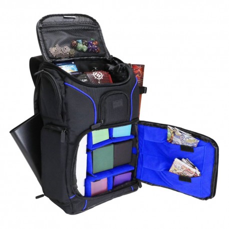 Mochila USA Gear MTG Deck Bag negra con azul con compartimentos para juegos