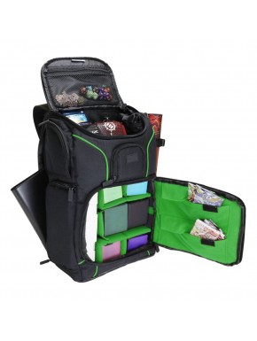 Mochila USA Gear MTG Verde abierta mostrando compartimentos