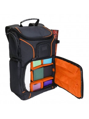Mochila MTG naranja y negra para juegos de mesa