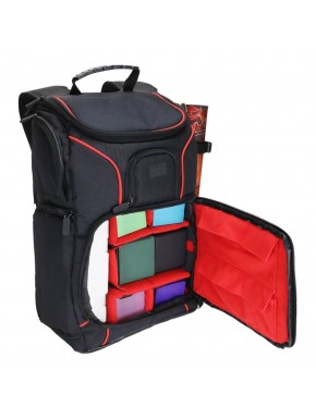 Mochila negra y roja para juegos de mesa