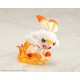 Statue de Victor et Scorbunny de Pokémon sur base rouge