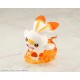 Statue de Victor et Scorbunny de Pokémon sur base rouge