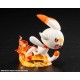 Statue de Victor et Scorbunny de Pokémon sur base rouge