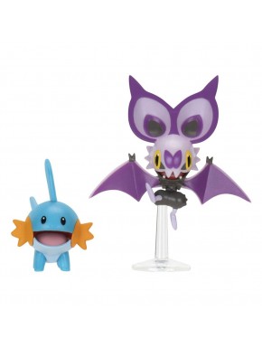 Pack de figuras Pokémon Mudkip y Noibat con soporte