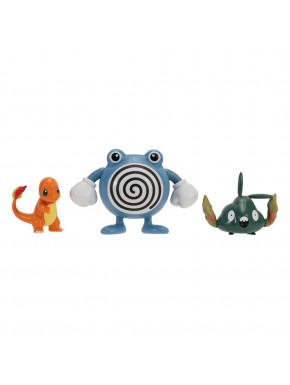 Pack de 3 figuras Pokémon con Charmander, Trubbish y Poliwhirl