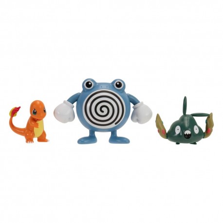 Pack de 3 figuras Pokémon con Charmander, Trubbish y Poliwhirl