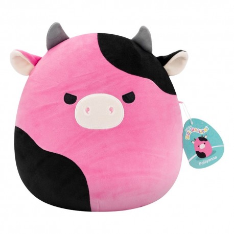 Peluche Squishmallows Pollyanna vaca negro y rosa 30 cm