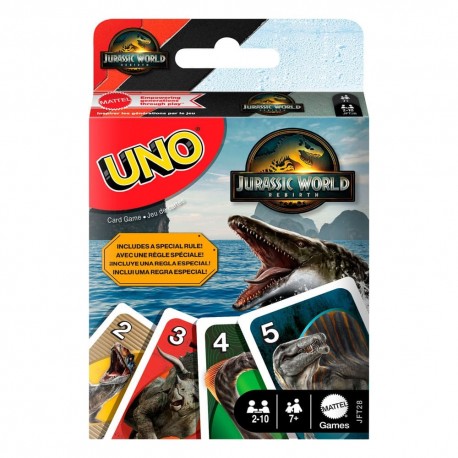 Boîte du jeu de cartes UNO Jurassic World