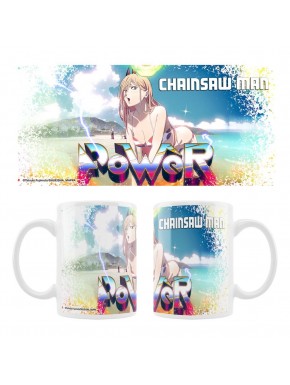 Caneca de cerâmica Chainsaw Man Power com design colorido