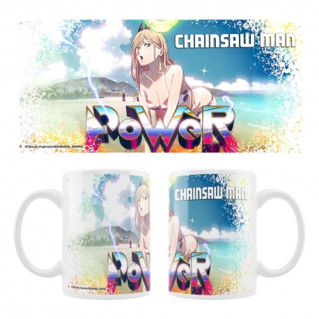 Taza de cerámica Chainsaw Man Power con diseño colorido