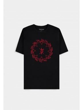 Camiseta negra con símbolo rojo de Doom, 100% algodón