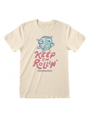 Camiseta Dungeons & Dragons Keep On Rolling en color crema con dibujo de dado
