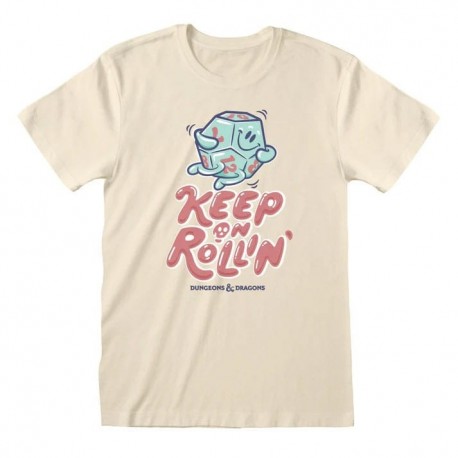 Camiseta Dungeons & Dragons Keep On Rolling en color crema con dibujo de dado