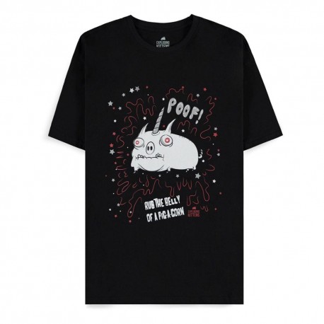 Camiseta negra Exploding Kittens POOF! con diseño de cerdo unicornio