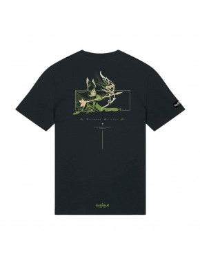 Camiseta Genshin Impact Tighnari Verdant Strider, preta com design de arco