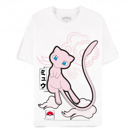 Camiseta branca com design de Pokémon Mew