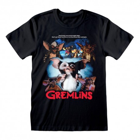 Camiseta preta Gremlins estilo pôster retrô