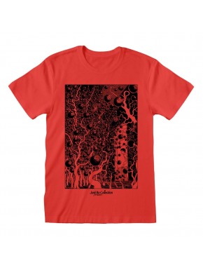 Camiseta roja Junji Ito Vines con diseño enredaderas