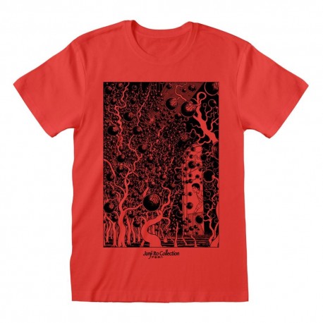 Camiseta roja Junji Ito Vines con diseño enredaderas