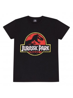 Camiseta preta com o logo clássico de Jurassic Park