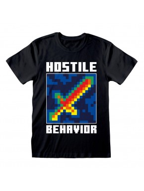 Camiseta negra Minecraft con espada pixelada