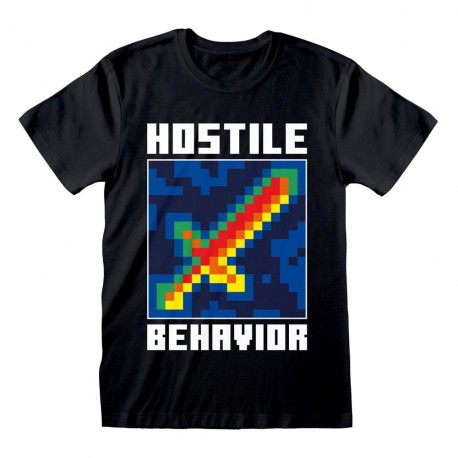 Camiseta negra Minecraft con espada pixelada