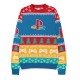 Sudadera navideña PlayStation azul con logotipo y motivos navideños