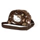 Bolso bandolera marrón Hello Kitty con diseño de cuadros.