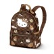 Mochila marrón Hello Kitty con diseño de cuadros.
