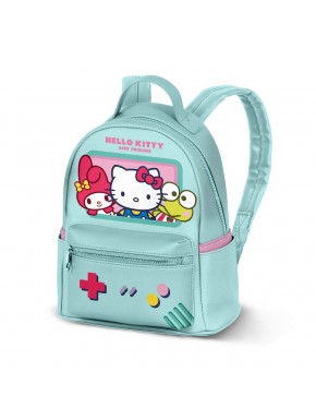 Mochila Hello Kitty turquesa con diseño de videojuego
