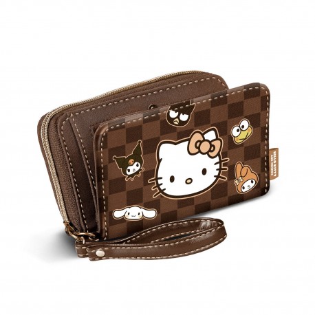 Billetero marrón Hello Kitty con compartimentos