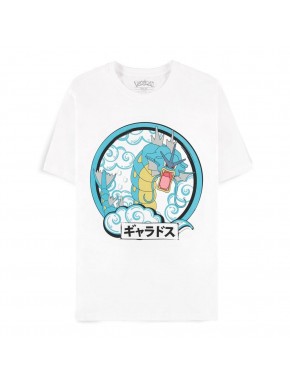 Camiseta blanca con diseño de Gyarados de Pokémon