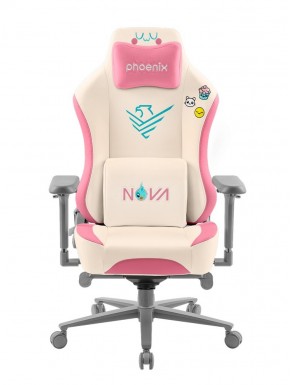 Chaise gaming Phoenix Nova en crème et rose