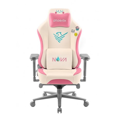 Chaise gaming Phoenix Nova en crème et rose