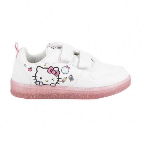 Tênis escolar Hello Kitty branco com sola rosa