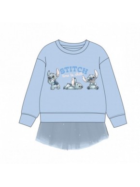 Sudadera infantil azul con diseño de Stitch y tul