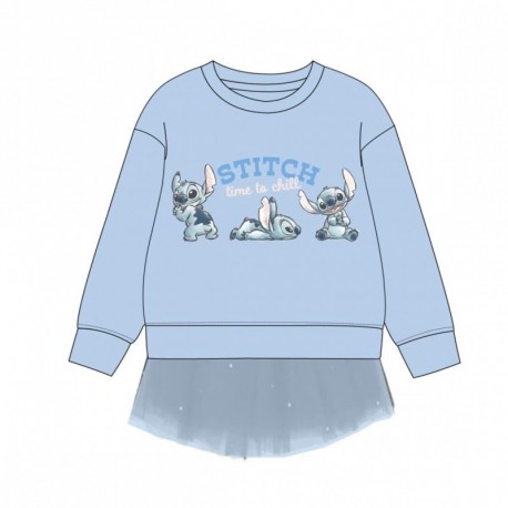 Sweat enfant bleu avec design de Stitch et tulle