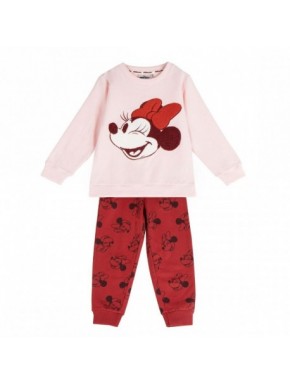 Fato de treino da Minnie rosa e vermelho para meninas de 3 a 6 anos