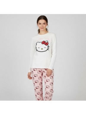Pijama longo Hello Kitty algodão e poliéster