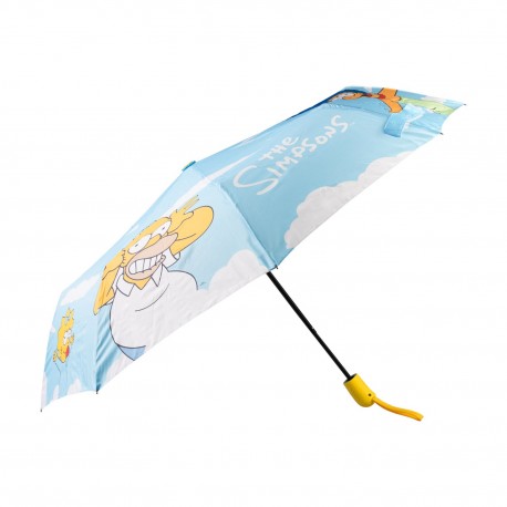 Parapluie The Simpsons avec fond bleu et personnages, ouvert