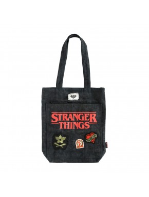 Bolso de tela Stranger Things con parches y cremallera