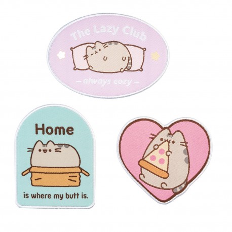 Tres parches Pusheen bordados, autoadhesivos