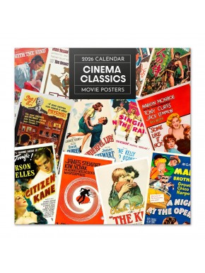 Calendário 2026 com pôsteres de cinema clássico, 30x30 cm