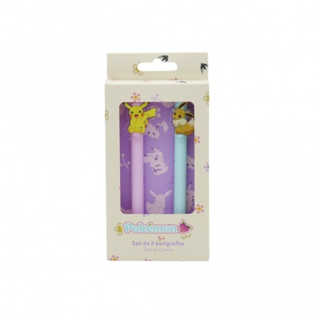 Ensemble de stylos Pokemon avec clips de Pikachu et Eevee
