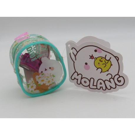 Mini-set de papeterie Molang avec sac à dos transparent et accessoires kawaii