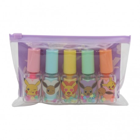 Ensemble de 5 marqueurs Pokémon forme de vernis à ongles dans un sac