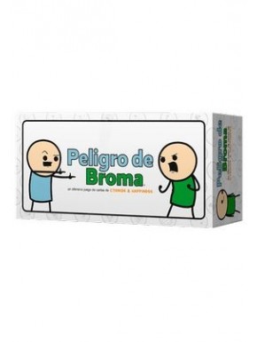 Caixa do jogo de cartas Joking Hazard e exemplos de cartas
