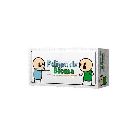 Caixa do jogo de cartas Joking Hazard e exemplos de cartas